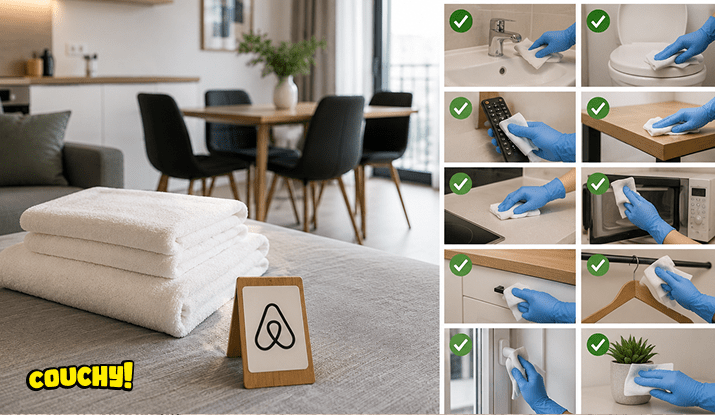 checklist cu obiecte curatate intre rezervari airbnb